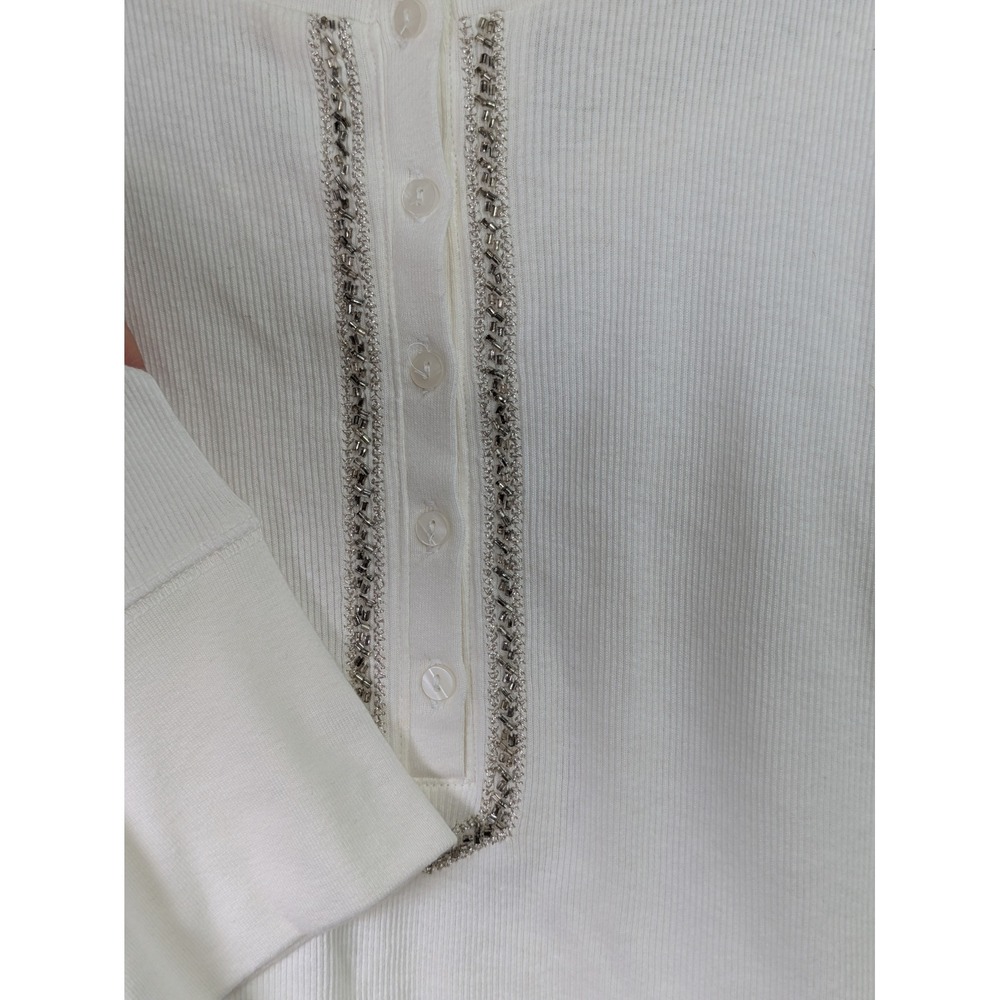 Talbots Womens Long Sleeve Petite Large (LP) NWT 100% Cotton Beaded Breathable - Picture 4 of 8